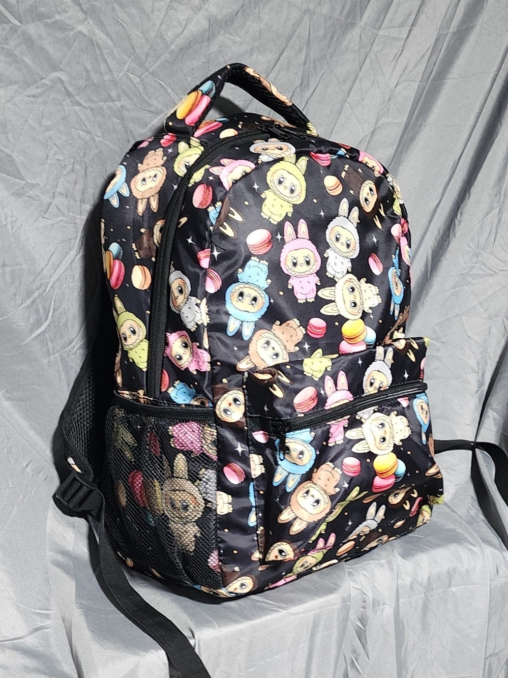 NWOT Black Backpack W/ Labubu Monsters & Macarons Print